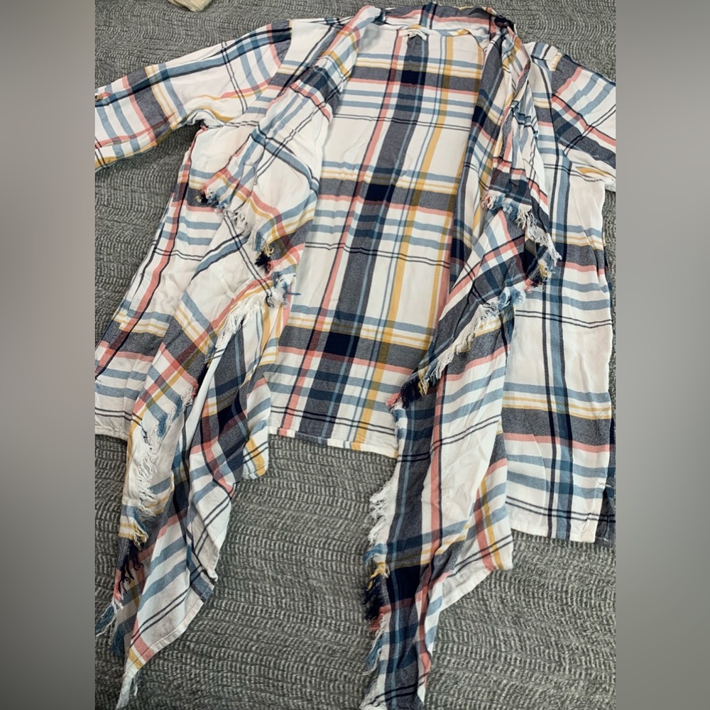 3/$30 Maurice’s Women’s Plaid Open Front Kimono Cardigan Size 0 - Picture 6 of 12